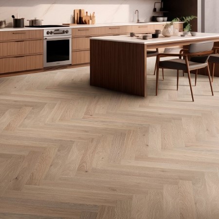 Anderson Tuftex Provincial Herringbone French Buff Hardwood Room Scene