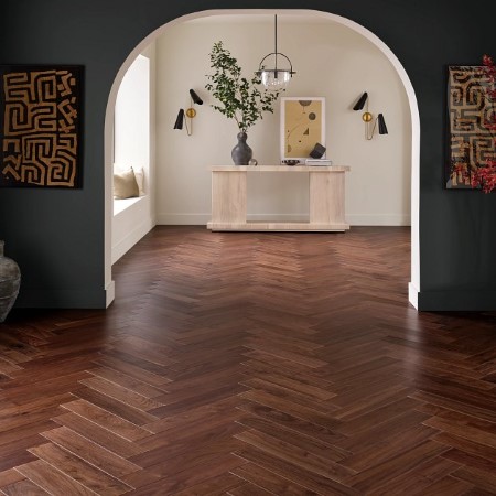 Anderson Tuftex Revival Walnut Herringbone Rye Hardwood Room Scene
