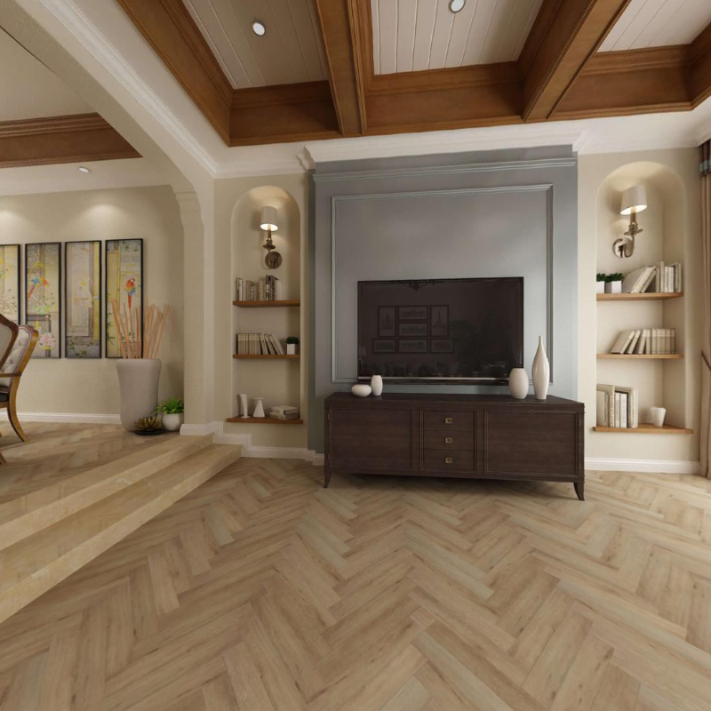 Artisan Hardwood Innova SPC Herringbone Howell Mountain Vinyl Room Scene