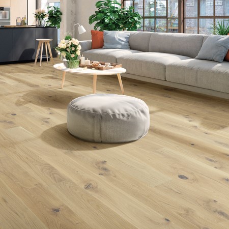 DM Flooring Paladio French White Oak Driftwood Hardwood Room Scene