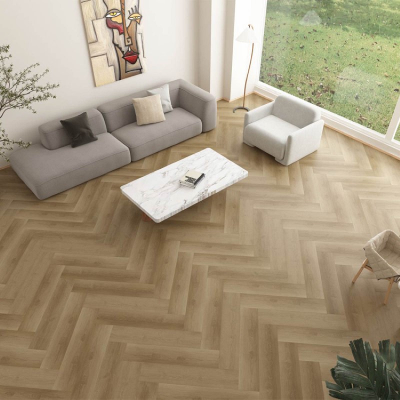 Gaia Floor Red Series Nota Alta Herringbone Vinyl Room Scene