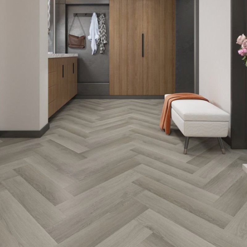 Gaia Floor Red Series Otto Mare Herringbone Vinyl Room Scene