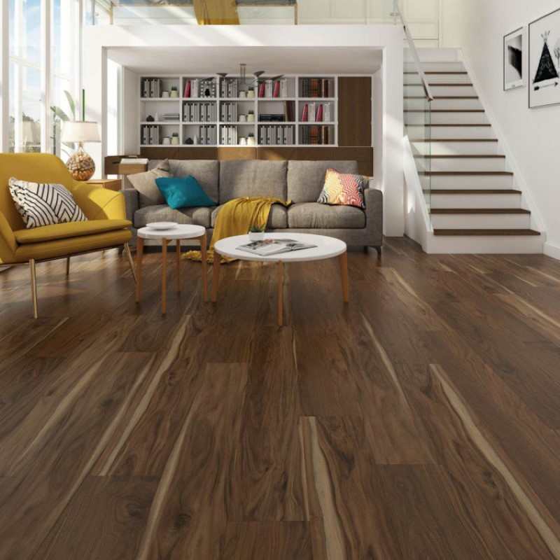 Gaia Floor White Series American Walnut Vinyl Room Scene