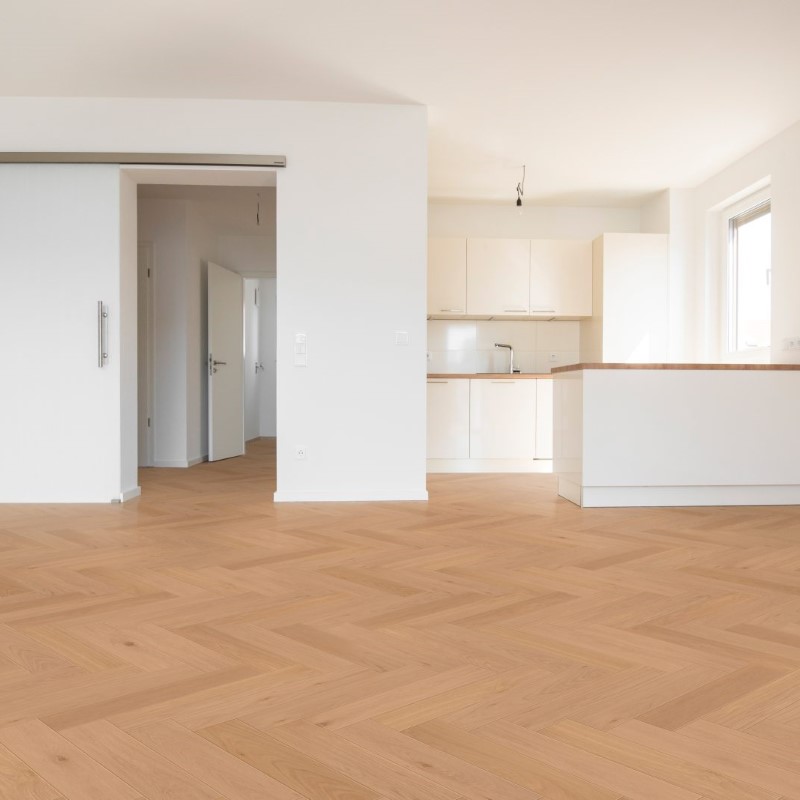 Garrison Hardwood Allora Herringbone European Oak Doma Herringbone Hardwood Room Scene