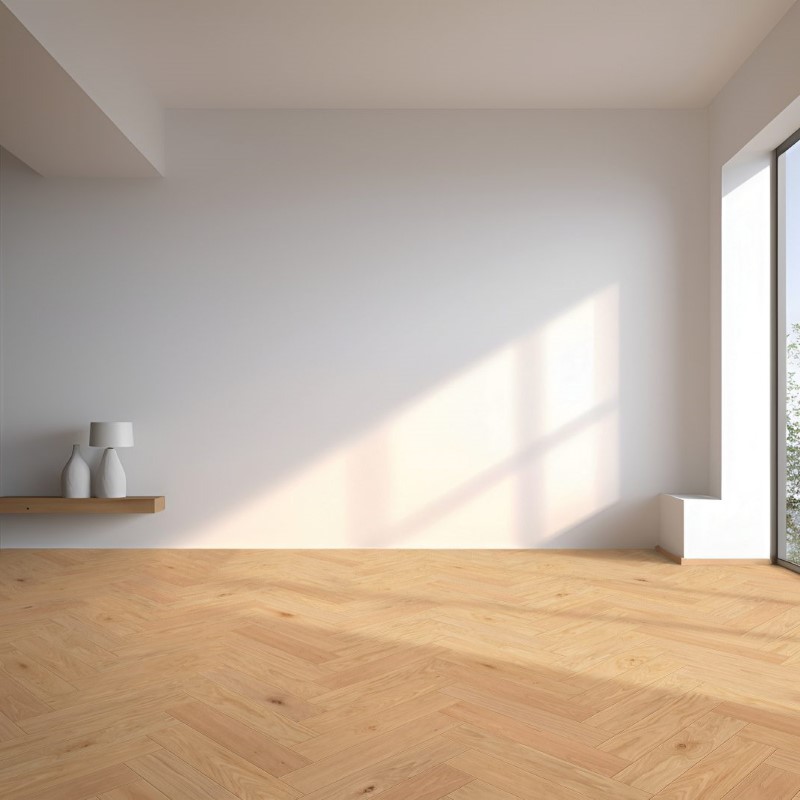 Garrison Hardwood Allora Herringbone European Oak Sella Herringbone Hardwood Room Scene
