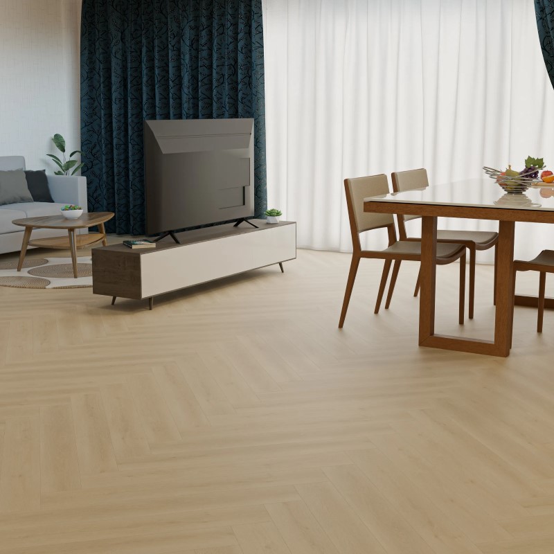 Pacific Direct Industries Poseidon Herringbone Vulcan Laminate Room Scene