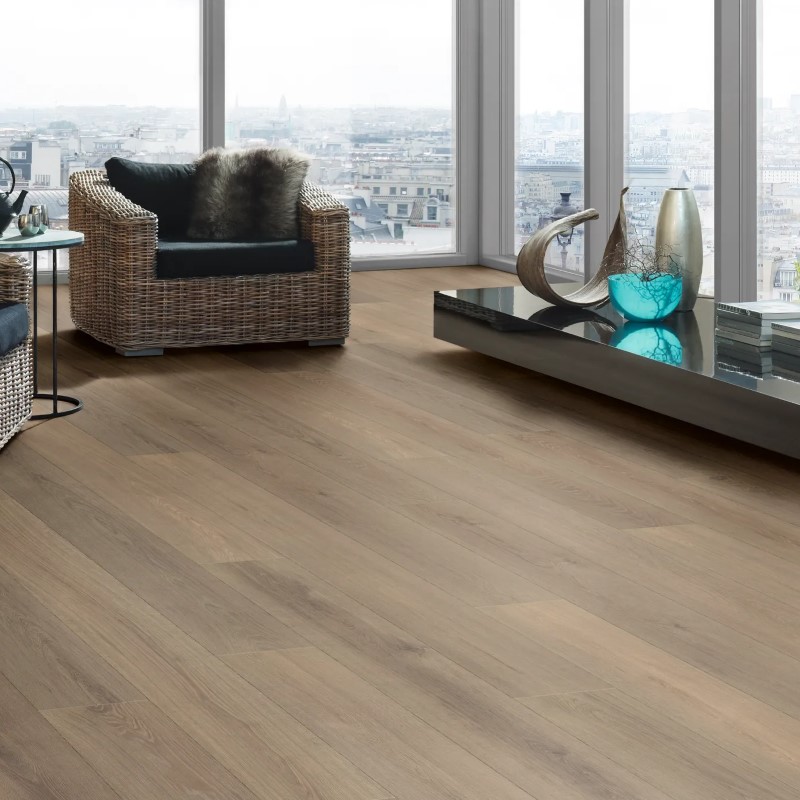 Urban Floor The Blvd Kronospan Taupe Montreux Oak Laminate Room Scene